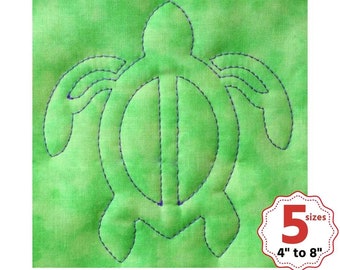 Sea turtle quilt block machine embroidery design, Hawaiian quilt, Single and Triple Run, Turtle quilting Motif, Quilt block embroidery