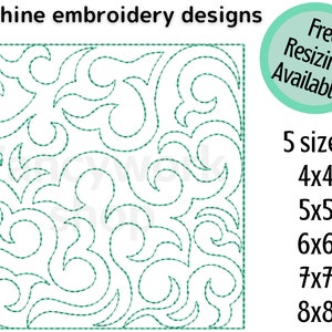 ITH Quilt block machine embroidery design | Swirl Hook | 4", 5", 6", 7", 8" | 5 sizes | with and without borders | Single and Triple run