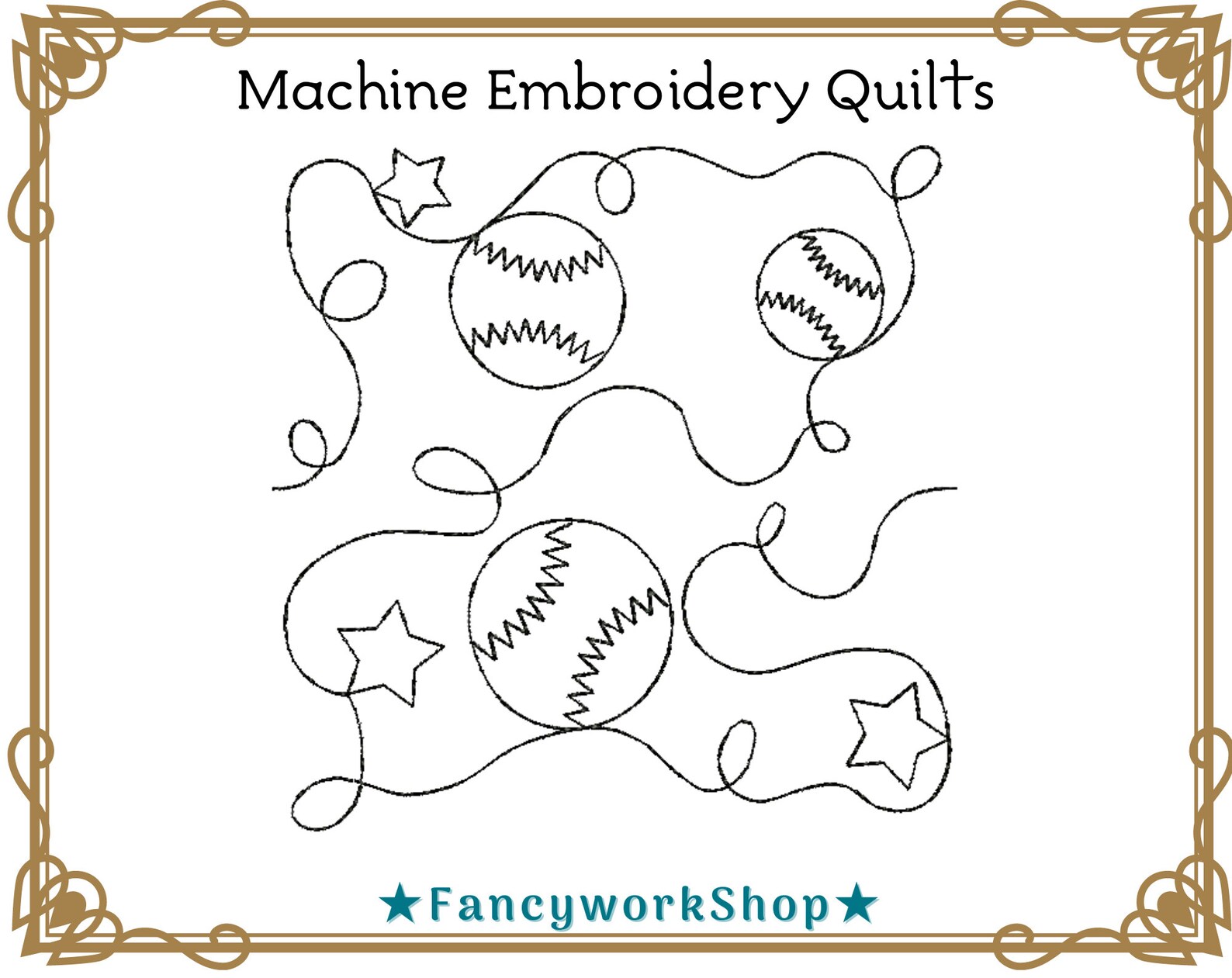 Edge to Edge Machine Embroidery Quilting Baseball Etsy