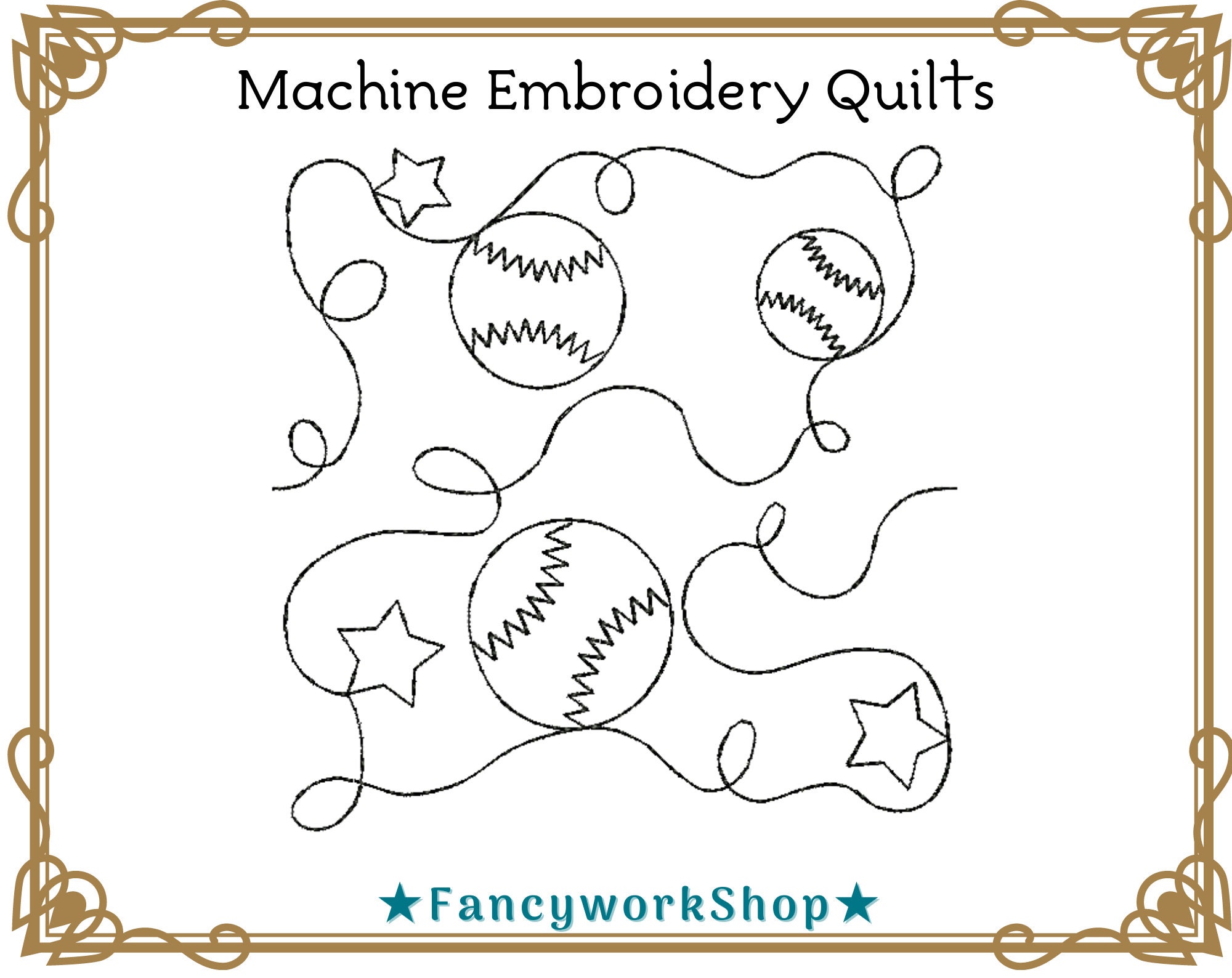 Edge to Edge Machine Embroidery Quilting Baseball Etsy