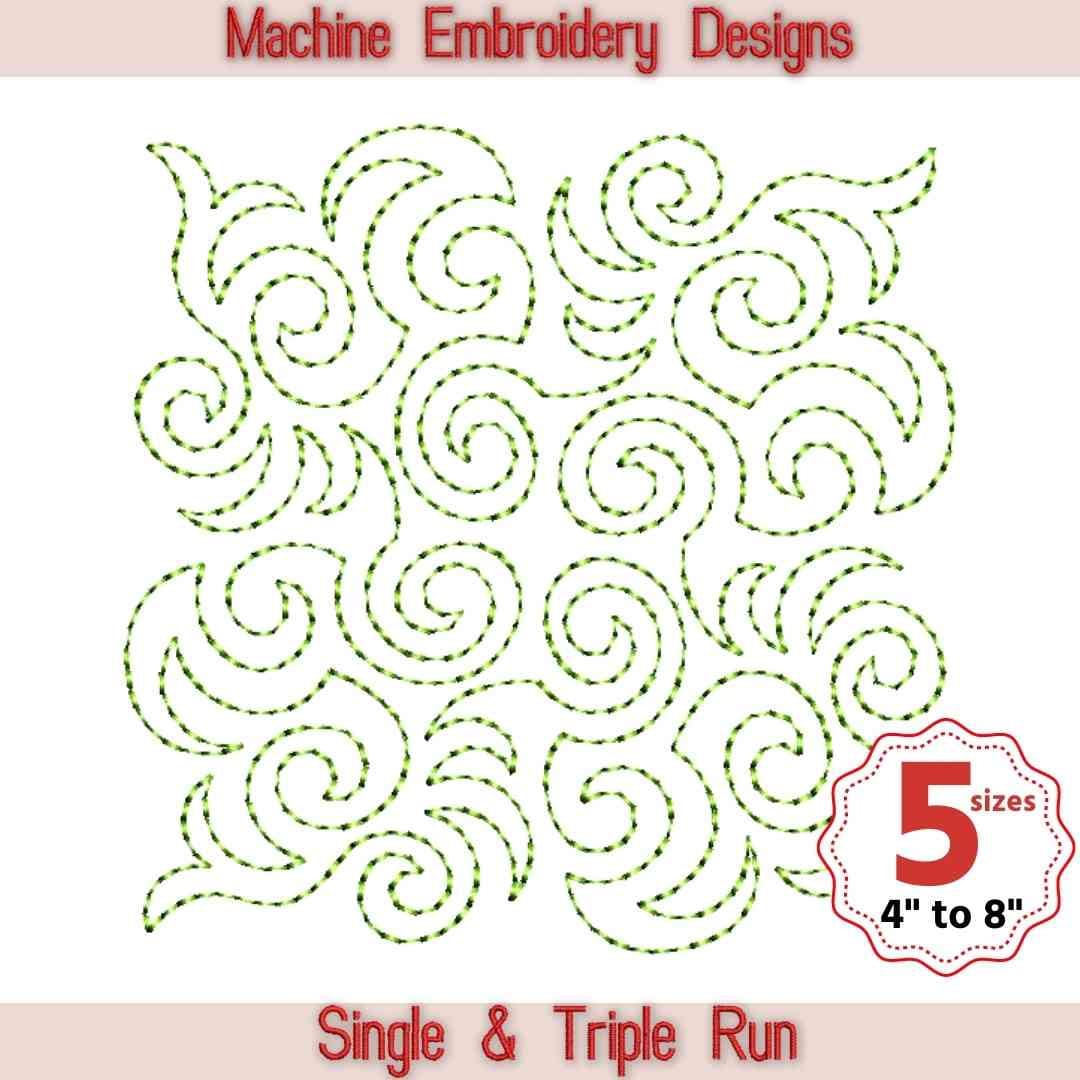 Machine Embroidery Quilting Designs Swirls Quilt Block 5 Etsy