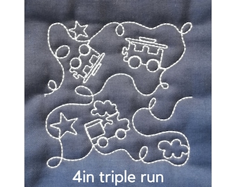 Edge to edge machine embroidery quilting | Train Engine | Continuous| 4", 5", 6" | 3 sizes | Single and Triple run | Free resizing available