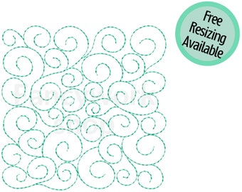 Swirls Quilt block machine embroidery design | Stipple | 4", 5", 6" square | 3 sizes | for 4x4 5x7 6x10 hoop | Single and Triple run