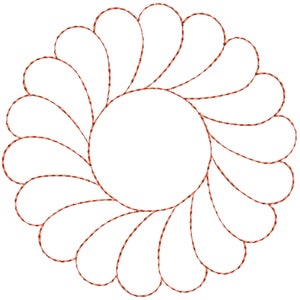 Conception de broderie de machine de bloc de courtepointe | plume de cercle | 4 », 5 », 6 » carré | 3 tailles | pour 4x4 5x7 6x10 cerceau | Single et Triple run