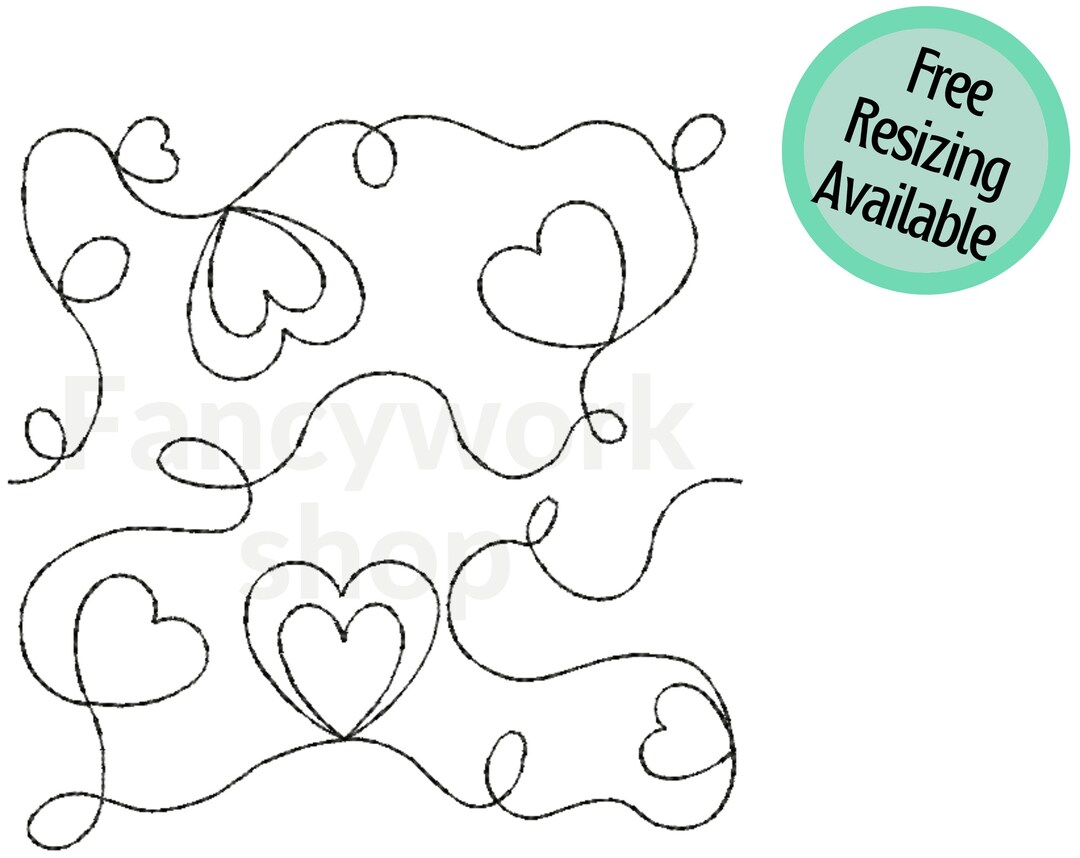 Edge to Edge Machine Embroidery Quilting Heart Continuous Etsy