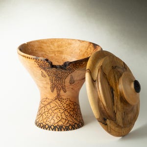 Natural edge Black Cherry burl Lidded Bowl