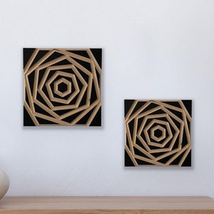 Geometric Rose Wood Wall Hanging | Modern Wood Art | Abstract Carving