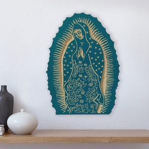 Our Lady of Guadalupe Modern Wood Carved Wall Art