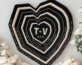 Love is Patient Carved Wooden Heart: Custom Wedding Gift for the Couple