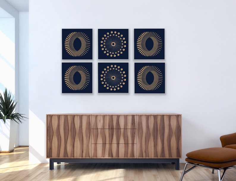 Optical Wood Wall Art Geometric Shapes Carved on Birch image 5