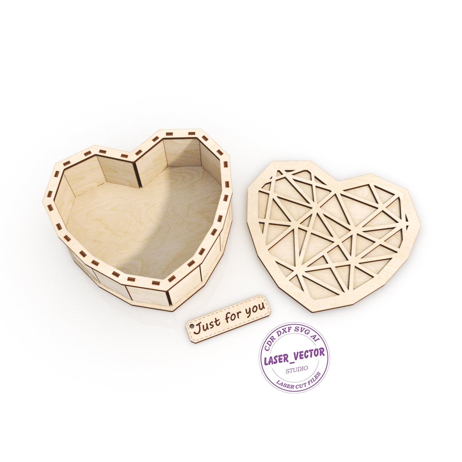 Heart Jewelry Box Laser Cut File Valentines Day Box Vector Etsy