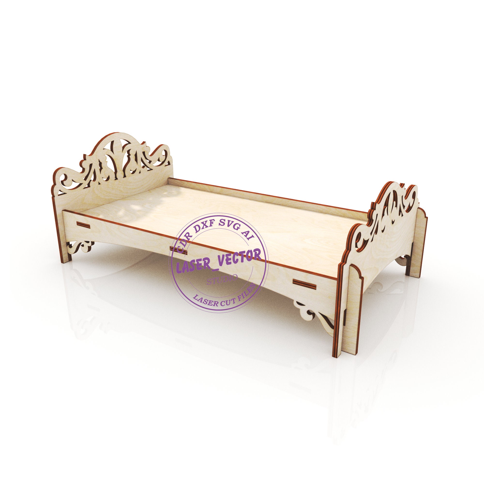 Bed for dolls bed for Barbie laser model furniture for dolls Etsy