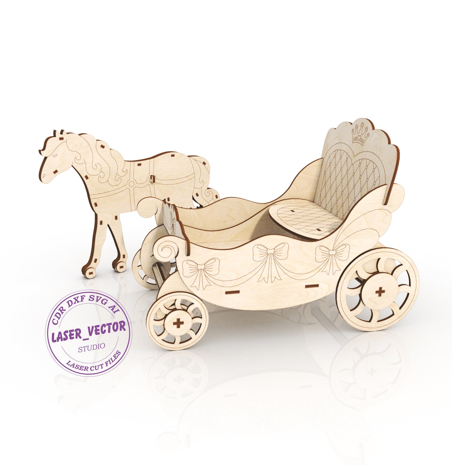 Horse Carriage for Doll Barbie Furniture for Dolls Laser | Etsy