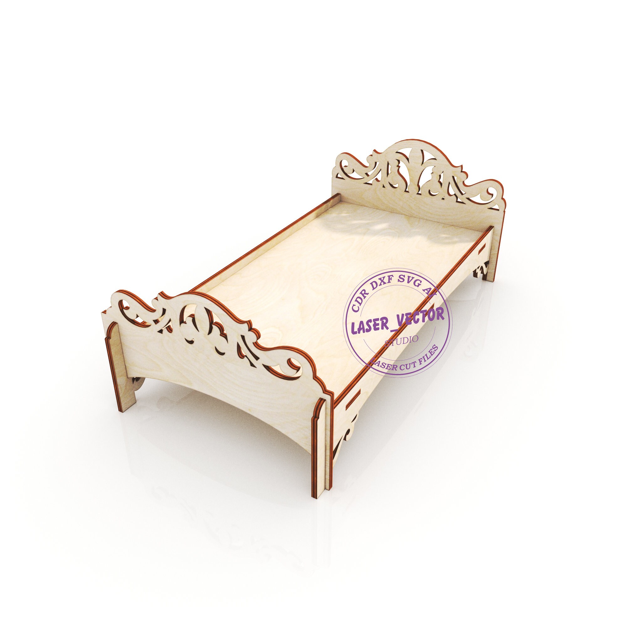 Bed for dolls bed for Barbie laser model furniture for dolls Etsy