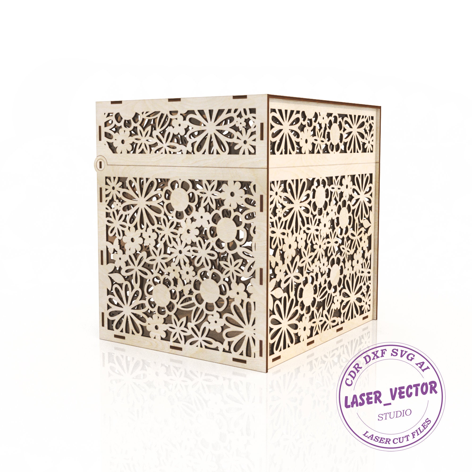 Wedding card box laser cut file Wedding post box vector file Etsy