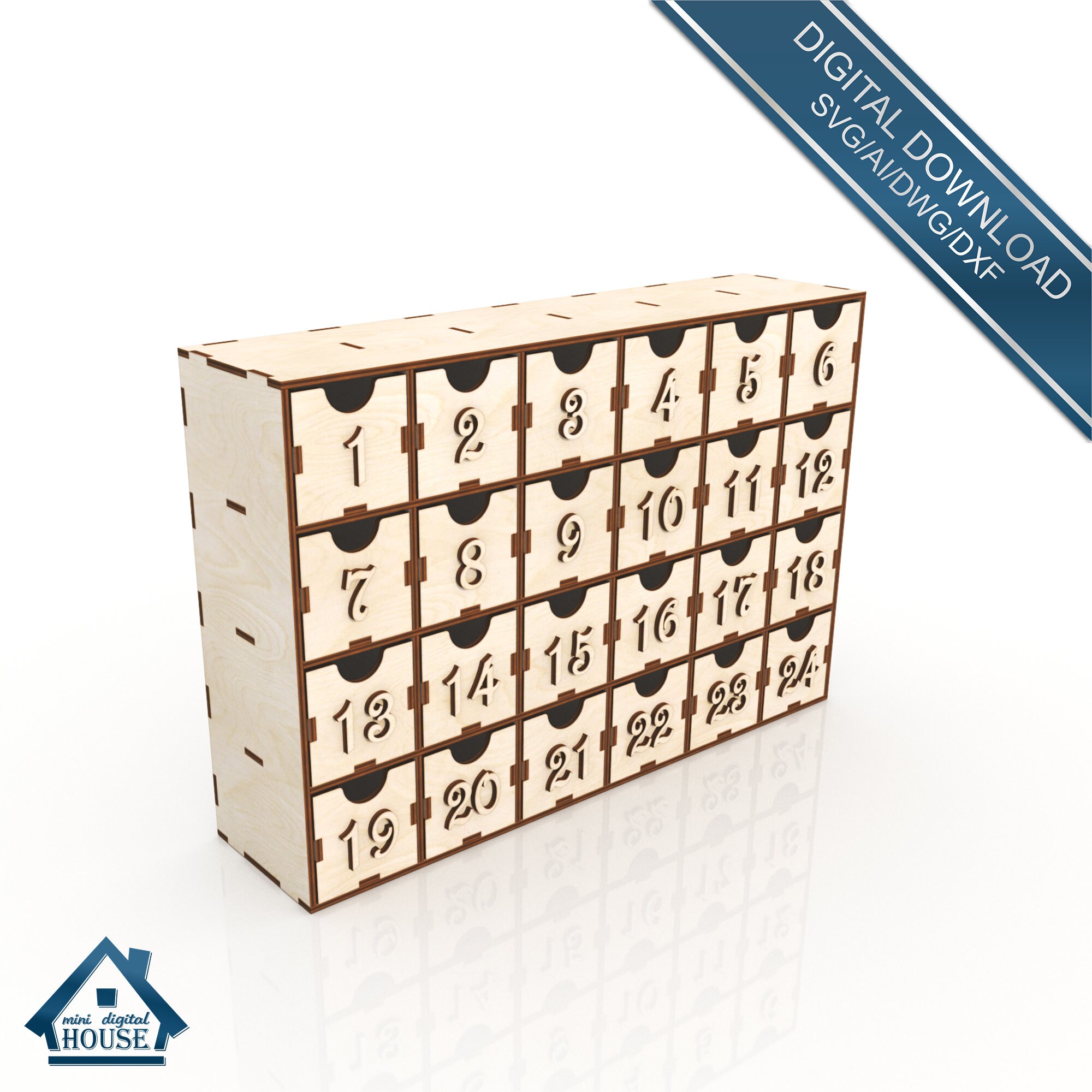 Advent Calendar Laser Cut File Christmas Advent Calendar Etsy UK