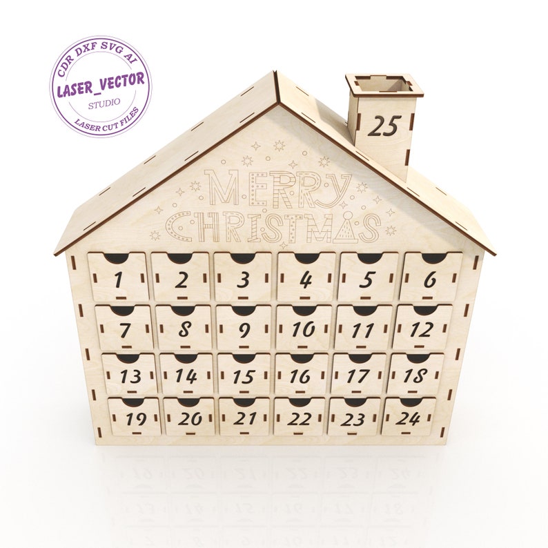 Advent calendar laser cut file Christmas Advent Calendar Etsy