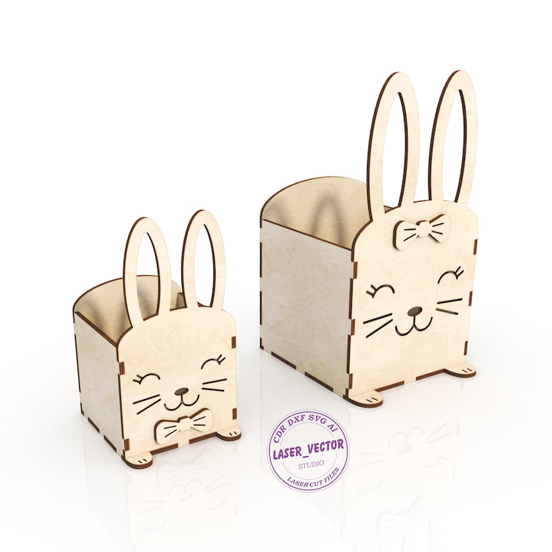 Easter Bunny Basket laser cut file Easter Box Bunny laser Etsy