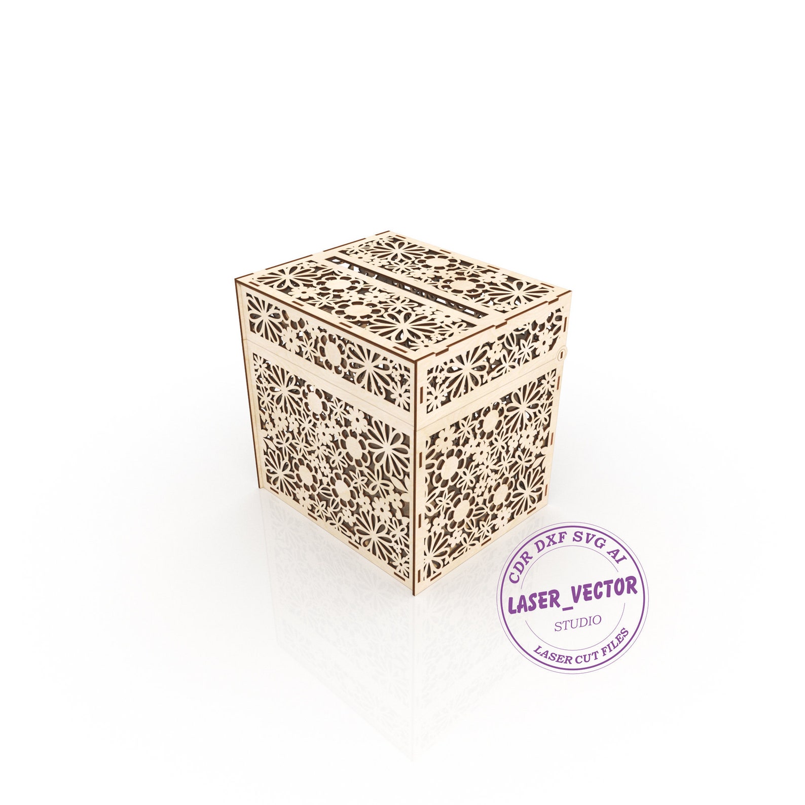 Wedding card box laser cut file Wedding post box vector file Etsy