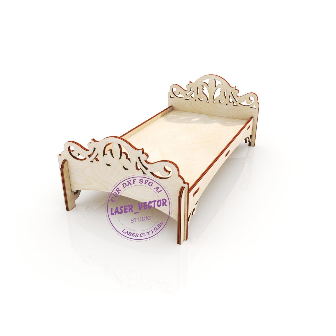 Bed for dolls bed for Barbie laser model furniture for dolls Etsy