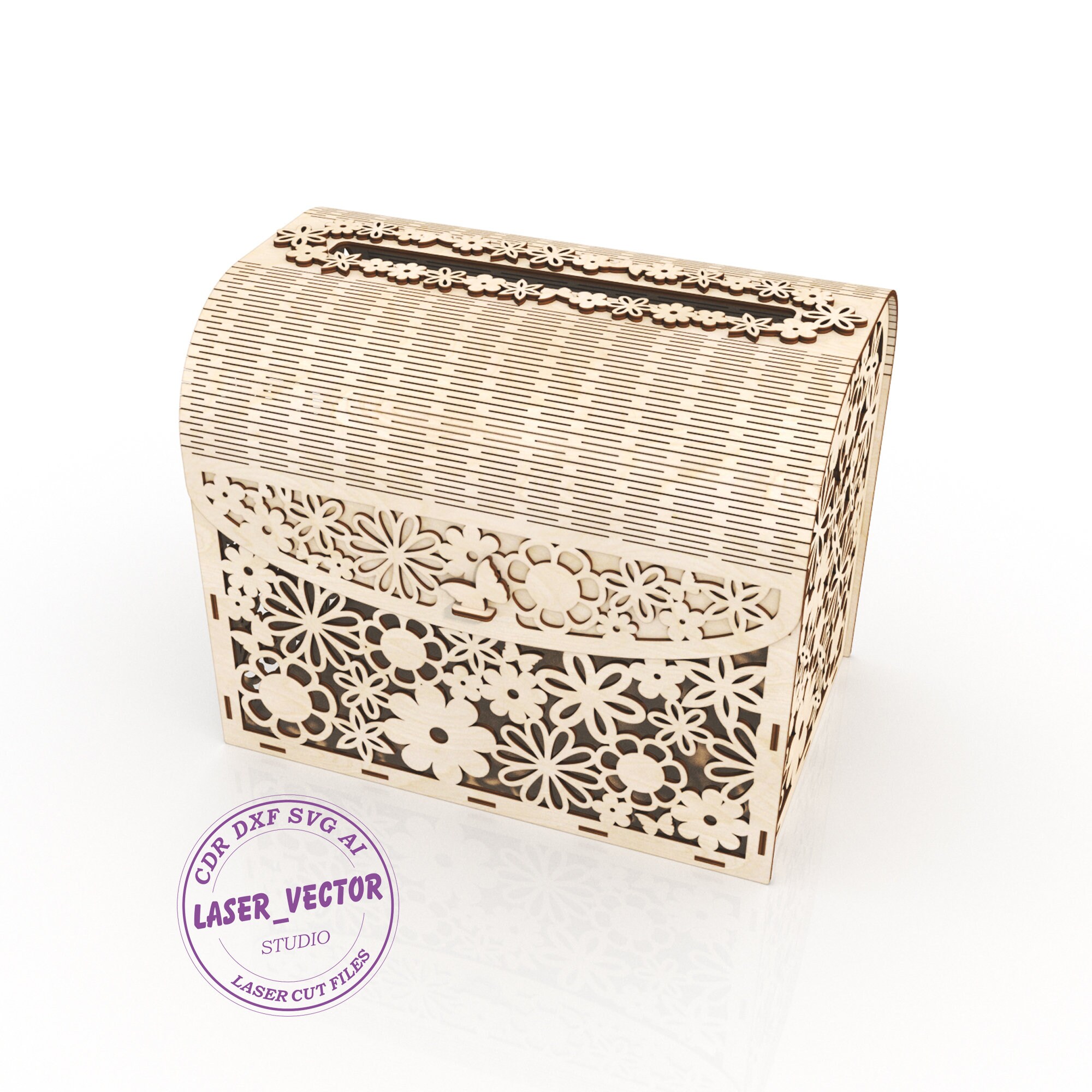 Wedding card box laser cut file Wedding post box vector file Etsy