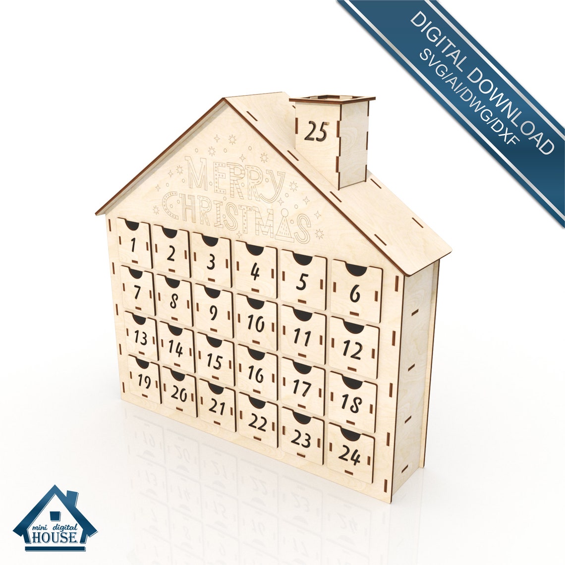 Advent calendar laser cut file Christmas Advent Calendar Etsy