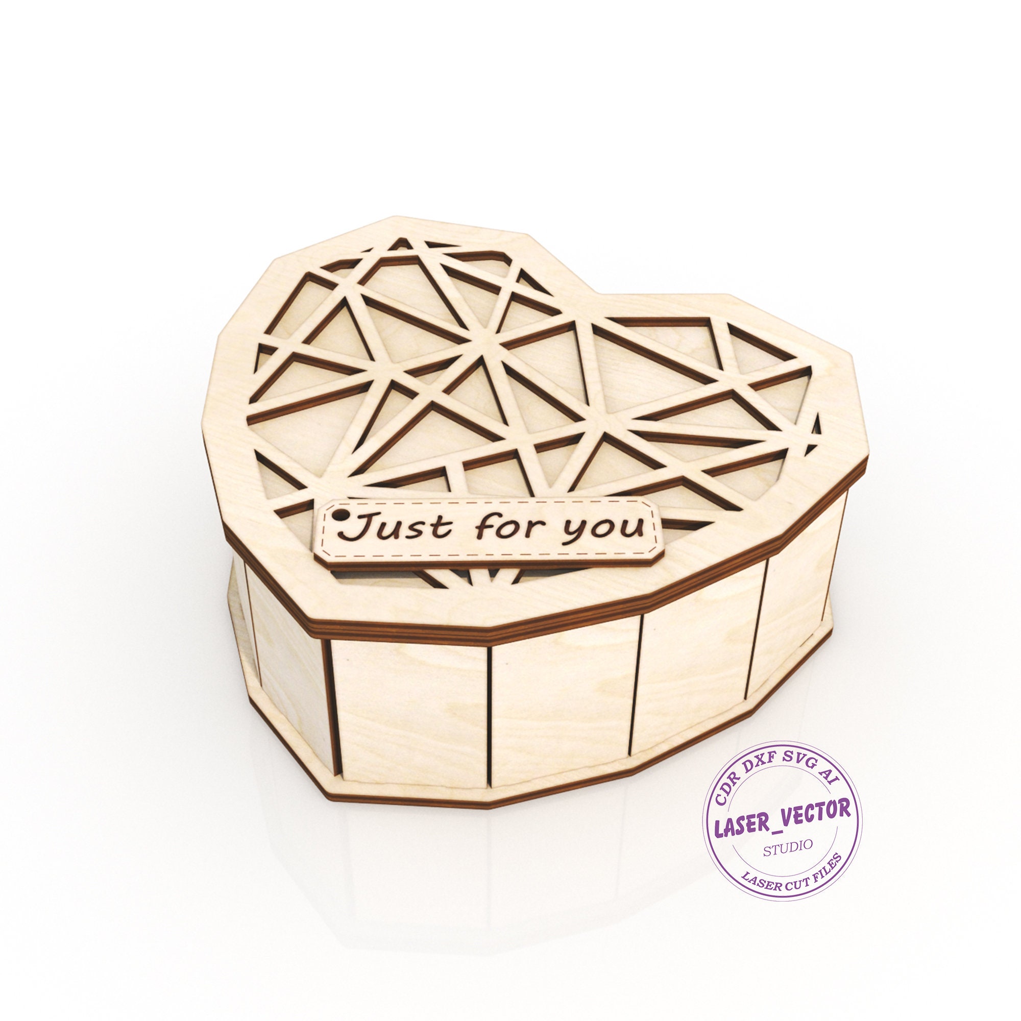 Heart Jewelry Box Laser Cut File Valentines Day Box Vector Etsy