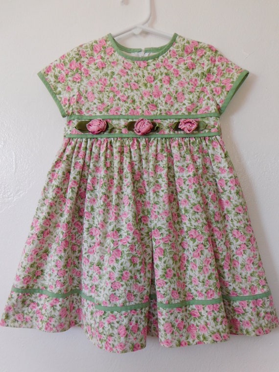 SZ 4 | Kid's 90's Sylvia Whyte Rose Print Dress |… - image 2