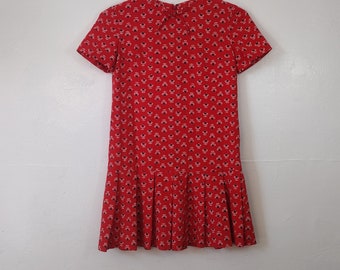 Kids 60&#39;s Vintage Mod Dropped Waist Floral Print Dress Size 10/12