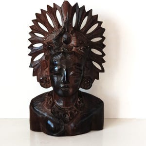 Vintage Balinese Carved Wood Legong Dancer Statuette, Traditional Indonesian Carved Wood Sculpture, Balinese Home Decor