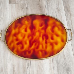 Vintage Marbled Lucite Tray, Extra Large Mid-Century Serving Tray, Large Lucite and Brass Decorative Tray
