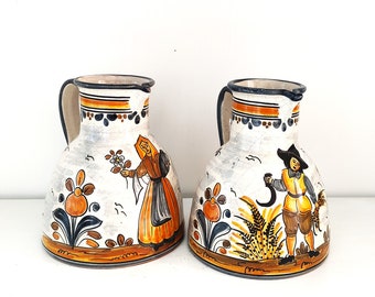 Pichets en poterie espagnole, Pichets en céramique peints à la main, Pichets en céramique espagnols traditionnels, Pichets en poterie rustiques