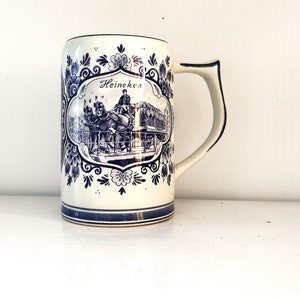 Vintage Delft Heineken Beer Stein: Hand-Painted Dutch Porcelain