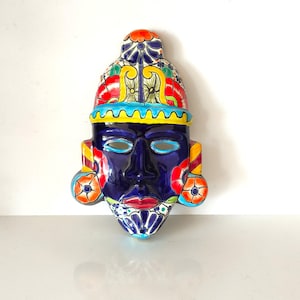 Mexikanischer Talavera-Keramik-Wanddekor, authentischer Talavera-Keramik-Wandbehang, aztekischer Krieger-Wanddekor, mexikanische Volkskunst