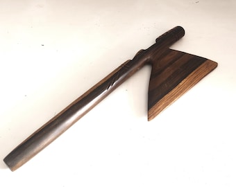 Vintage Brazilian Ebony Wood Axe: Hand Carved Tribal Hatchet