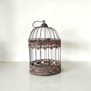 French Antique-Style Decorative Bird Cage – Rustic Shabby Chic Accent