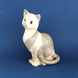 Vintage French Porcelain Cat Figurine, Sitting Cat Statuette