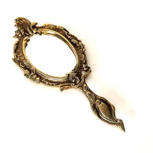Vintage ornate bronze mirror, Ornate Rococo Vanity Mirror, French Cast Bronze Mirror, Vintage Dressing Table Decor