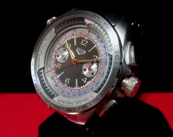 Vintage Heuer Chronograph Men&#39;s Watch: Swiss Landeron 48, 1950s, with TAG Heuer Box