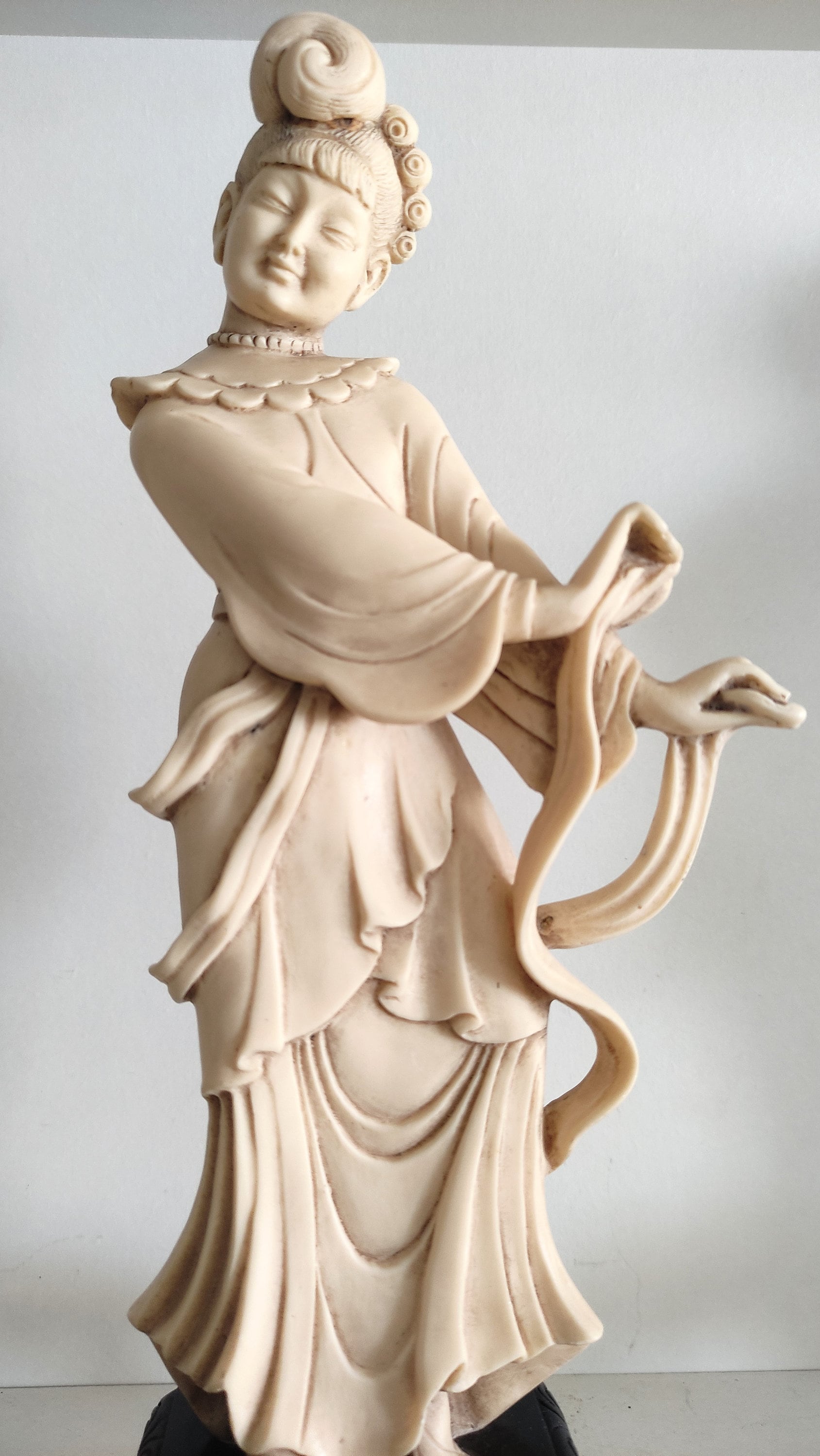 A Set of 2 Vintage Asian Statues, Faux Ivory, Asian Statues of a