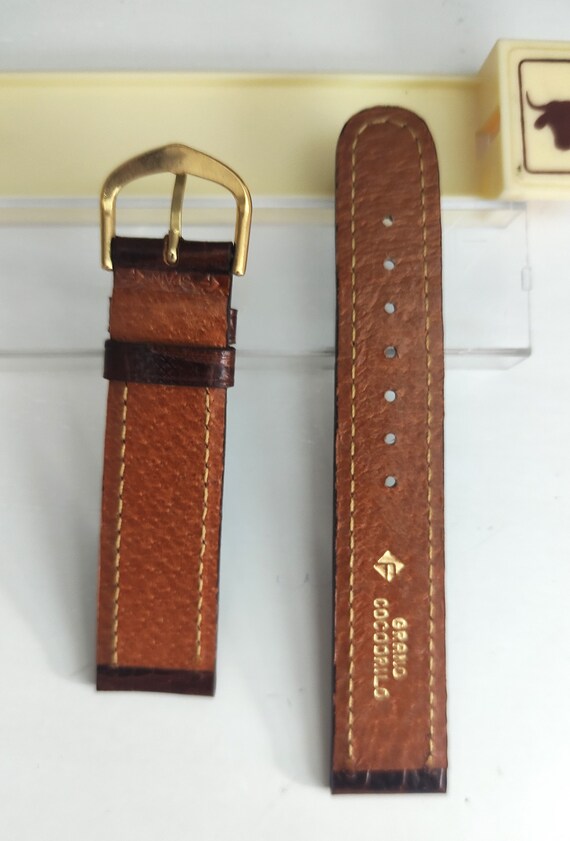 Dark Brown Crocodile Pattern Bull Leather Watch S… - image 2