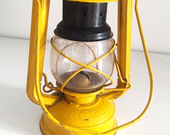 Lanterne Tempête à Pétrole Feuerhand, Verre Jena Jaune, Fabrication Allemande
