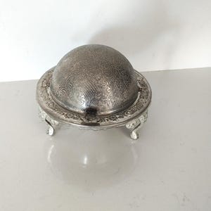 Vintage English Caviar Server, Silver plater Butter or Caviar Dish, Roll-top dome caviar dish