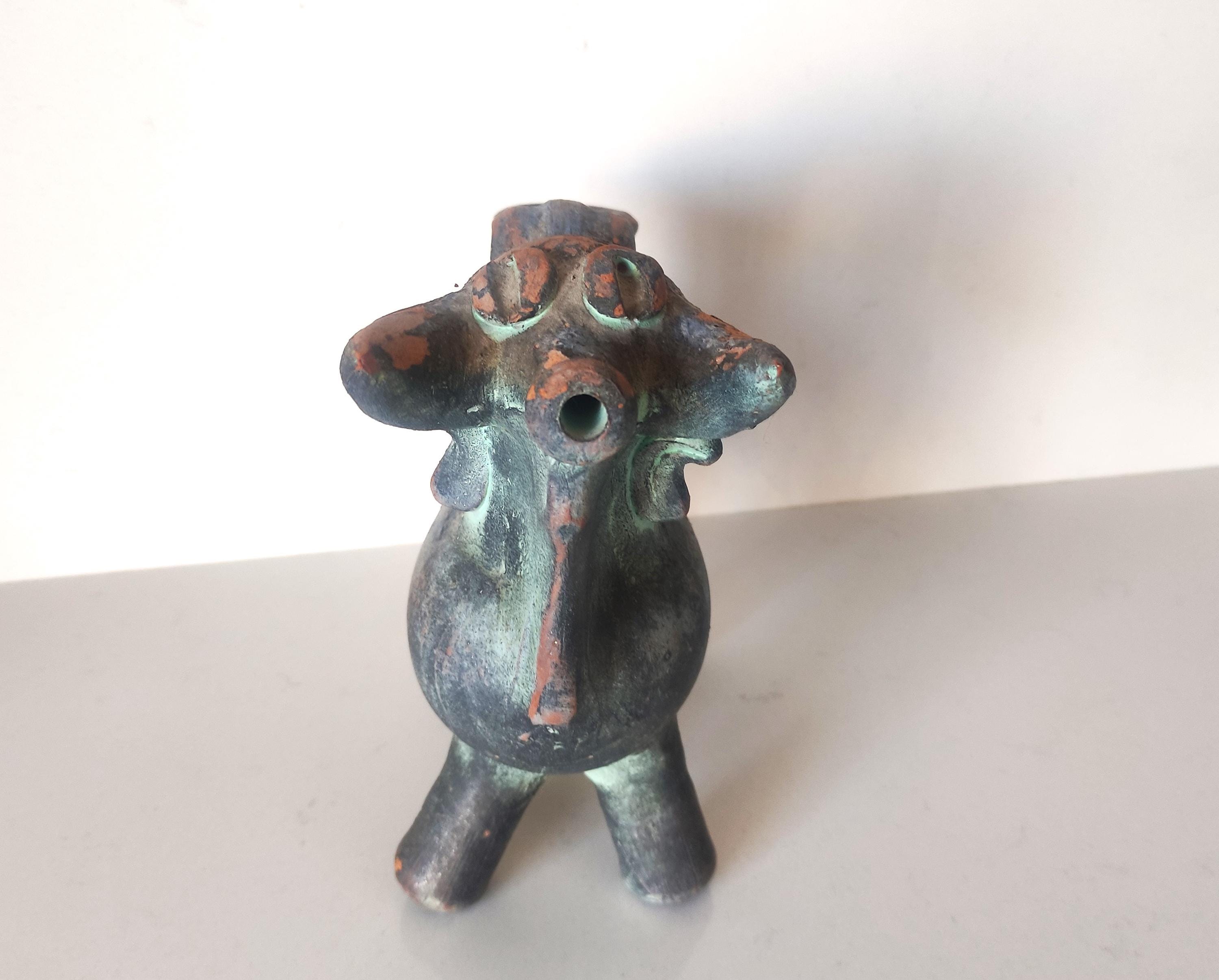 ヴィンテージ スペイン陶器製 雄牛のボティホ：動物の形をした水瓶