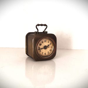 Antique French Brass Table Alarm Clock: Brevete, 1860s Vintage