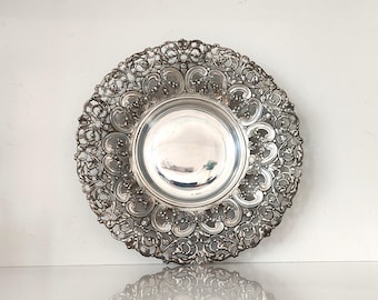 Vintage Art Nouveau Silver Plated Bowl: Cherub & Floral Centerpiece
