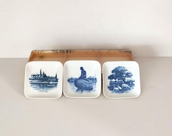 Vintage Royal Copenhagen porseleinen borden, set van 3: Deens monumentaal wanddecor