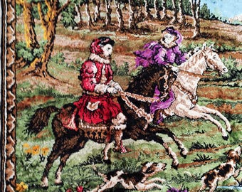 Cadeaux de chasse, cheval vintage français, toile, tapisserie