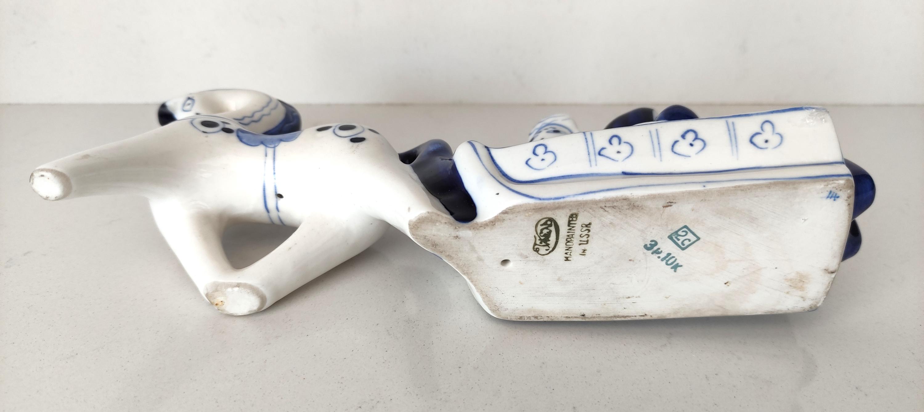 ◯ヴィンテージ ソビエト グジェリ 馬ソリ置物