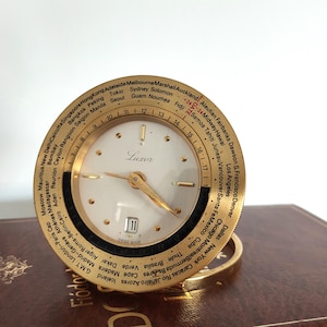 Vintage Swiss Travel Alarm Clock Luxor, 8 Days Swiss World Alarm Clock, Mid Century Swiss Made Travel Alarm Clock
